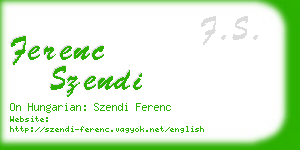 ferenc szendi business card